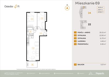 rzut mieszkanie na sprzedaż 61m2 mieszkanie Kraków, Rzemieślnicza 22-24
