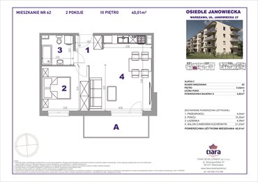 rzut mieszkanie na sprzedaż 40m2 mieszkanie Warszawa, Targówek, Janowiecka 27