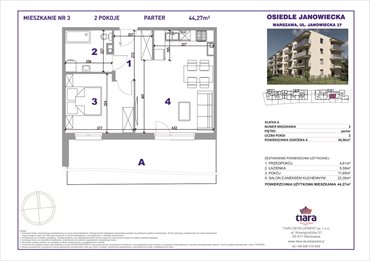 rzut mieszkanie na sprzedaż 44m2 mieszkanie Warszawa, Targówek, Janowiecka 27