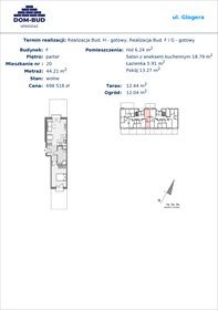 rzut mieszkanie na sprzedaż 44m2 mieszkanie Kraków, ul.Glogera 9,11