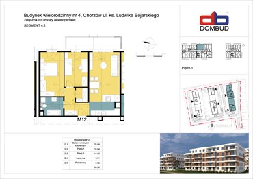 rzut mieszkanie na sprzedaż 65m2 mieszkanie Chorzów, Chorzów Stary, Bojarskiego 8, 10, 12