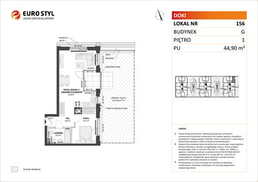 rzut mieszkanie na sprzedaż 45m2 mieszkanie Gdańsk, Śródmieście, ks. Jerzego Popiełuszki/Rybaki Górne