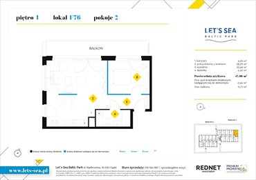 rzut mieszkanie na sprzedaż 48m2 mieszkanie Gąski, Nadbrzeżna 52