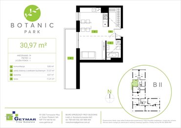 rzut mieszkanie na sprzedaż 31m2 mieszkanie Łódź, Polesie, Konstantynowska 64c