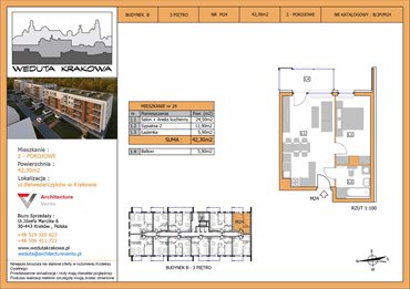 rzut mieszkanie na sprzedaż 42m2 mieszkanie Kraków, Krowodrza, Papierni Prądnickich 48