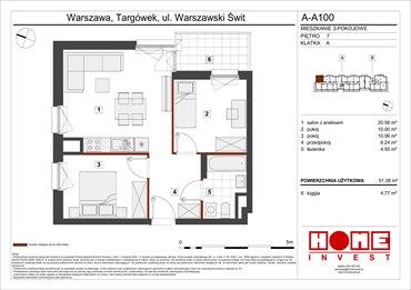 rzut mieszkanie na sprzedaż 51m2 mieszkanie Warszawa, Targówek, ul. Warszawski Świt 12