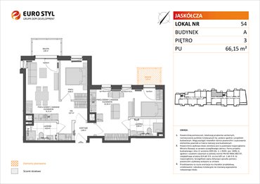 rzut mieszkanie na sprzedaż 65m2 mieszkanie Gdańsk, ul.Jaskółcza