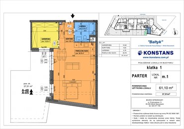 rzut mieszkanie na sprzedaż 61m2 mieszkanie Mińsk Mazowiecki, Wyszyńskiego 1