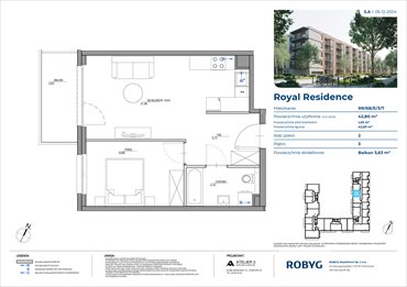 rzut mieszkanie na sprzedaż 43m2 mieszkanie Warszawa, Wilanów, Sarmacka