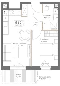 rzut mieszkanie na sprzedaż 38m2 mieszkanie Gdańsk, Osowa, Izydy