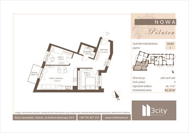 rzut mieszkanie na sprzedaż 61m2 mieszkanie Gdańsk, Jasień, Pólnicy 4