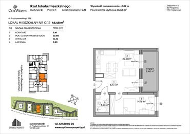 rzut mieszkanie na sprzedaż 46m2 mieszkanie Łódź, Widzew, Przybyszewskiego 292-300