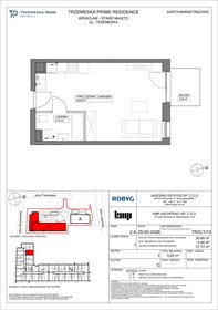 rzut mieszkanie na sprzedaż 31m2 mieszkanie Wrocław, Stare Miasto, Trzemeska