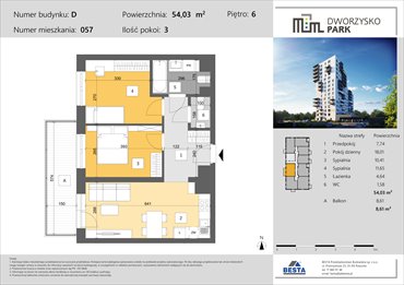 rzut mieszkanie na sprzedaż 54m2 mieszkanie Rzeszów, Przybyszówka, Dworzysko