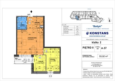 rzut mieszkanie na sprzedaż 56m2 mieszkanie Mińsk Mazowiecki, Wyszyńskiego 1