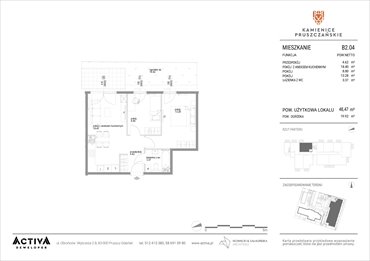 rzut mieszkanie na sprzedaż 48m2 mieszkanie Pruszcz Gdański, ul. Grunwaldzka 71B, 71C