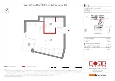 rzut mieszkanie na sprzedaż 27m2 mieszkanie Warszawa, Żerań, ul. Morelowa 13