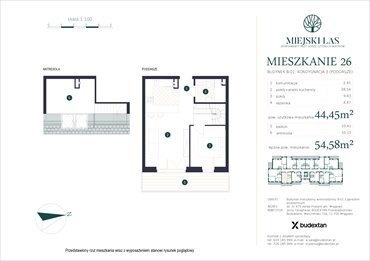 rzut mieszkanie na sprzedaż 44m2 mieszkanie Marcinkowo, Marcinkowo 156