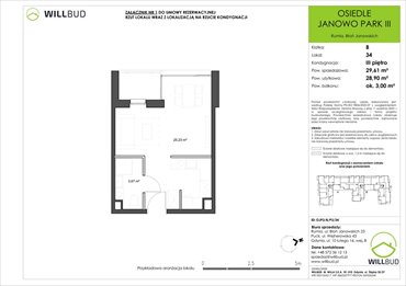 rzut mieszkanie na sprzedaż 29m2 mieszkanie Rumia, Janowo, Błoń Janowskich