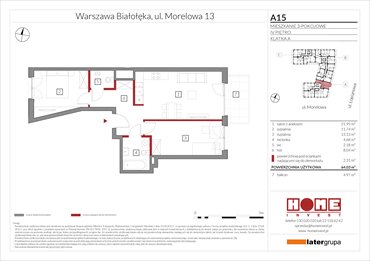 rzut mieszkanie na sprzedaż 64m2 mieszkanie Warszawa, Żerań, ul. Morelowa 13