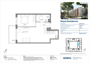 rzut mieszkanie na sprzedaż 47m2 mieszkanie Warszawa, Wilanów, Sarmacka