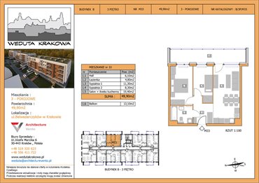 rzut mieszkanie na sprzedaż 50m2 mieszkanie Kraków, Krowodrza, Papierni Prądnickich 48