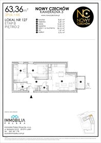 rzut mieszkanie na sprzedaż 63m2 mieszkanie Lublin, CZECHÓW, Kameralna 3