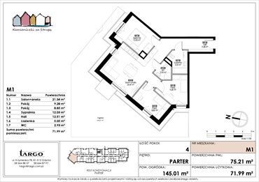 rzut mieszkanie na sprzedaż 72m2 mieszkanie Rumia, Kosynierów 9