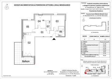 rzut mieszkanie na sprzedaż 76m2 mieszkanie Ząbki, Powstańców 19