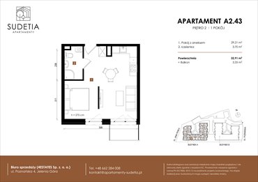 rzut mieszkanie na sprzedaż 33m2 mieszkanie Jelenia Góra, POZNAŃSKA 4