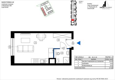 rzut mieszkanie na sprzedaż 28m2 mieszkanie Łódź, Retkinia, Maratońska 49C