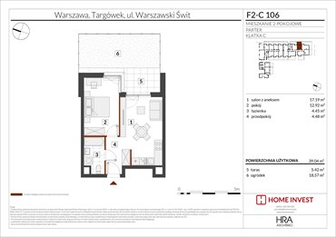rzut mieszkanie na sprzedaż 39m2 mieszkanie Warszawa, ul. Warszawski Świt