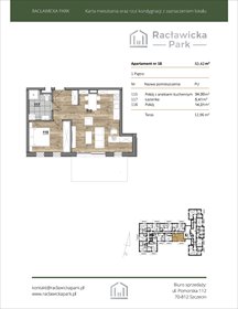 rzut mieszkanie na sprzedaż 53m2 mieszkanie Szczecin, DĄBIE, Racławicka 1