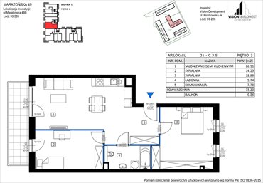 rzut mieszkanie na sprzedaż 73m2 mieszkanie Łódź, Retkinia, Maratońska 49C