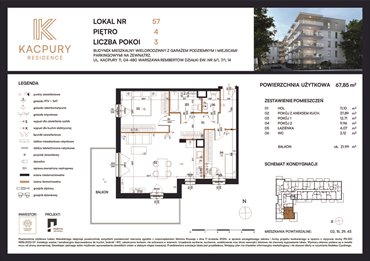 rzut mieszkanie na sprzedaż 68m2 mieszkanie Warszawa, Rembetów, Kacpury 11