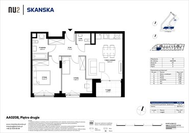 rzut mieszkanie na sprzedaż 57m2 mieszkanie Warszawa, Wola, Kolejowa