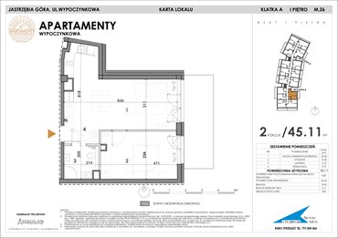 rzut mieszkanie na sprzedaż 45m2 mieszkanie Jastrzębia Góra, Wypoczynkowa