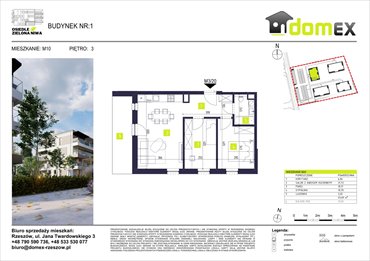rzut mieszkanie na sprzedaż 53m2 mieszkanie Głogów Małopolski, Niwa, Kościuszki