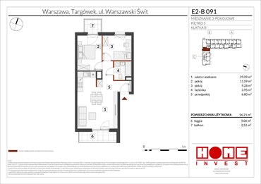 rzut mieszkanie na sprzedaż 56m2 mieszkanie Warszawa, Targówek, ul. Warszawski Świt