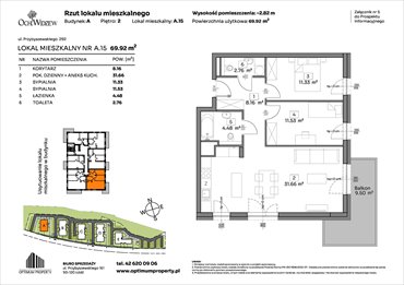 rzut mieszkanie na sprzedaż 70m2 mieszkanie Łódź, Widzew, Przybyszewskiego 292-300