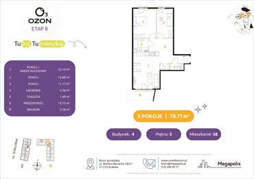 rzut mieszkanie na sprzedaż 71m2 mieszkanie Kraków, Schillinga 2-4