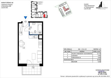 rzut mieszkanie na sprzedaż 30m2 mieszkanie Łódź, Retkinia, Maratońska 49C