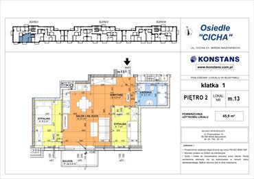 rzut mieszkanie na sprzedaż 46m2 mieszkanie Mińsk Mazowiecki, Cicha 12