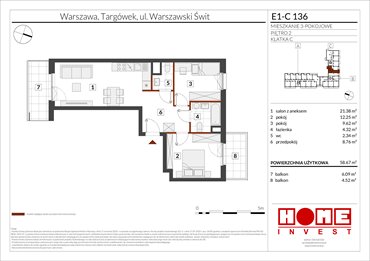 rzut mieszkanie na sprzedaż 59m2 mieszkanie Warszawa, Targówek, ul. Warszawski Świt