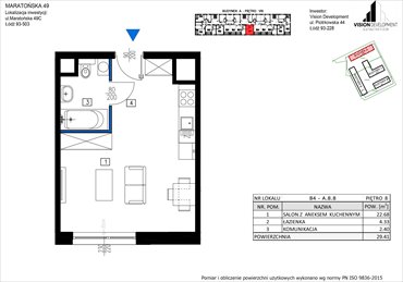 rzut mieszkanie na sprzedaż 29m2 mieszkanie Łódź, Retkinia, Maratońska 49C