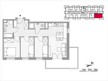 rzut mieszkanie na sprzedaż 59m2 mieszkanie Kraków, Mistrzejowice, Os. Piastów 77