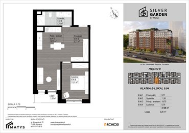 rzut mieszkanie na sprzedaż 47m2 mieszkanie Szczecin, Centrum, al. Wyzwolenia 70 / ul. Staszica 21