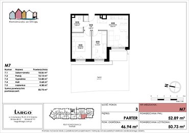 rzut mieszkanie na sprzedaż 51m2 mieszkanie Rumia, Kosynierów 9
