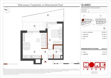 rzut mieszkanie na sprzedaż 39m2 mieszkanie Warszawa, Targówek, ul. Warszawski Świt 12