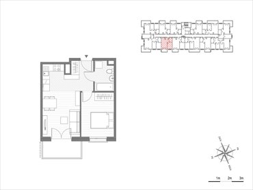 rzut mieszkanie na sprzedaż 37m2 mieszkanie Kraków, Mistrzejowice, os.Piastów 75